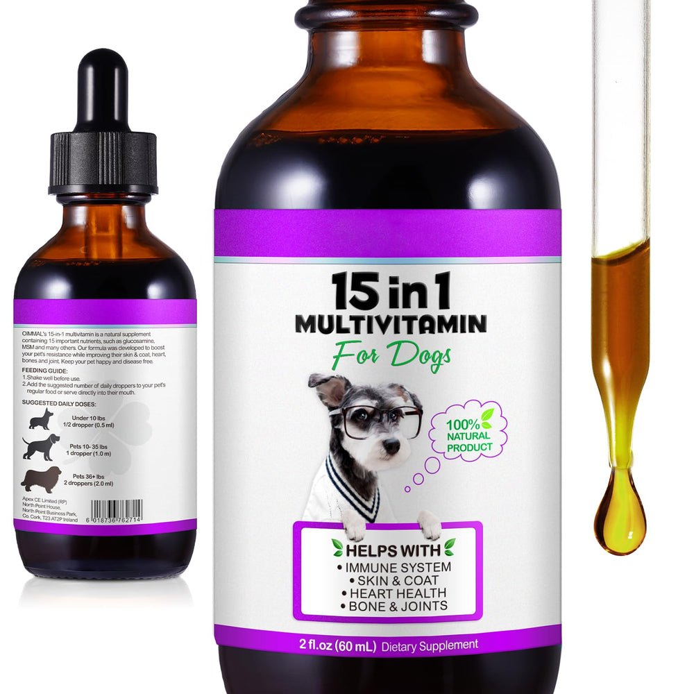ZIXAOK 15-in-1 dog multivitamin drops bottle for easy daily dosing