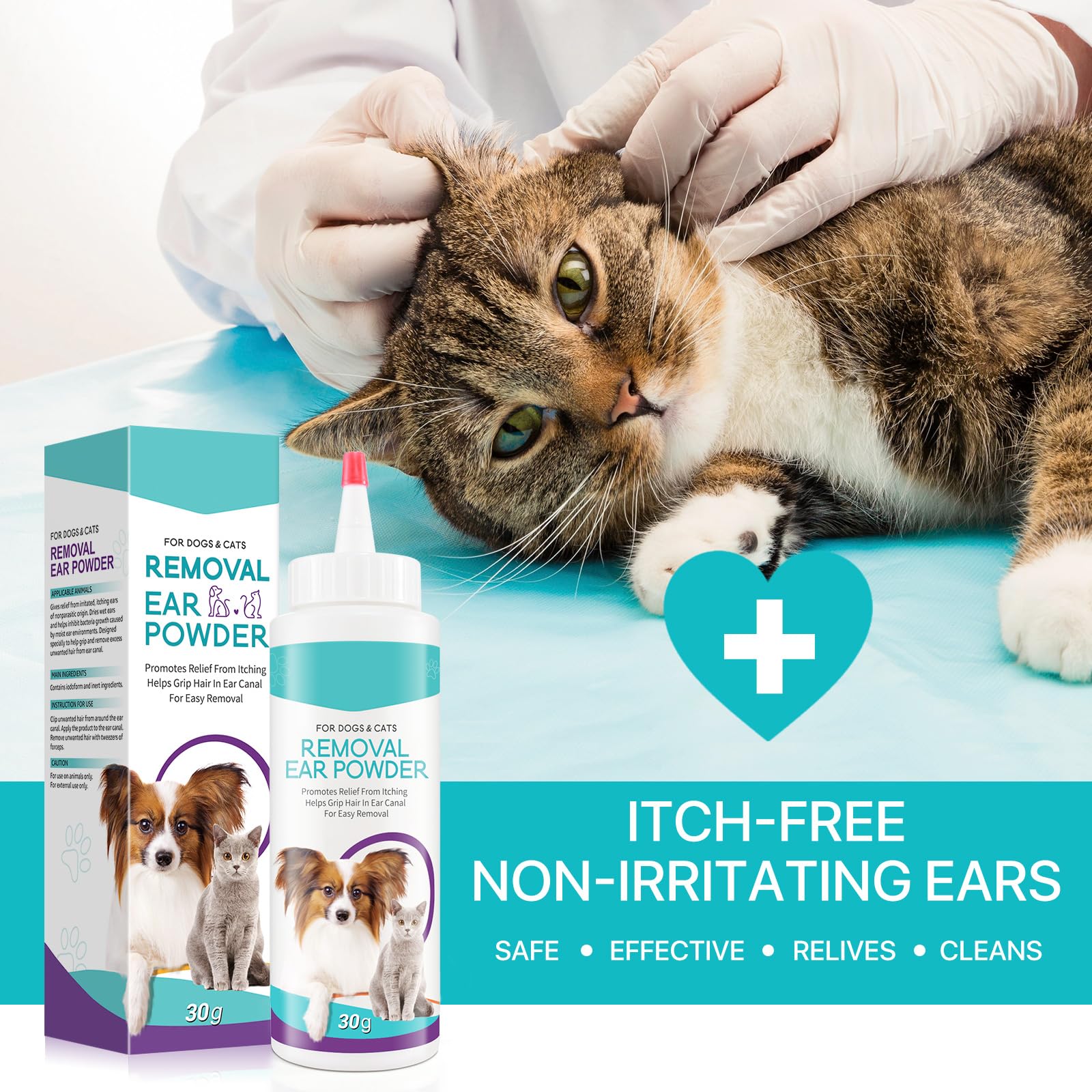 ZIXAOK family-pet-care ear powder highlights economical care for multiple pets.