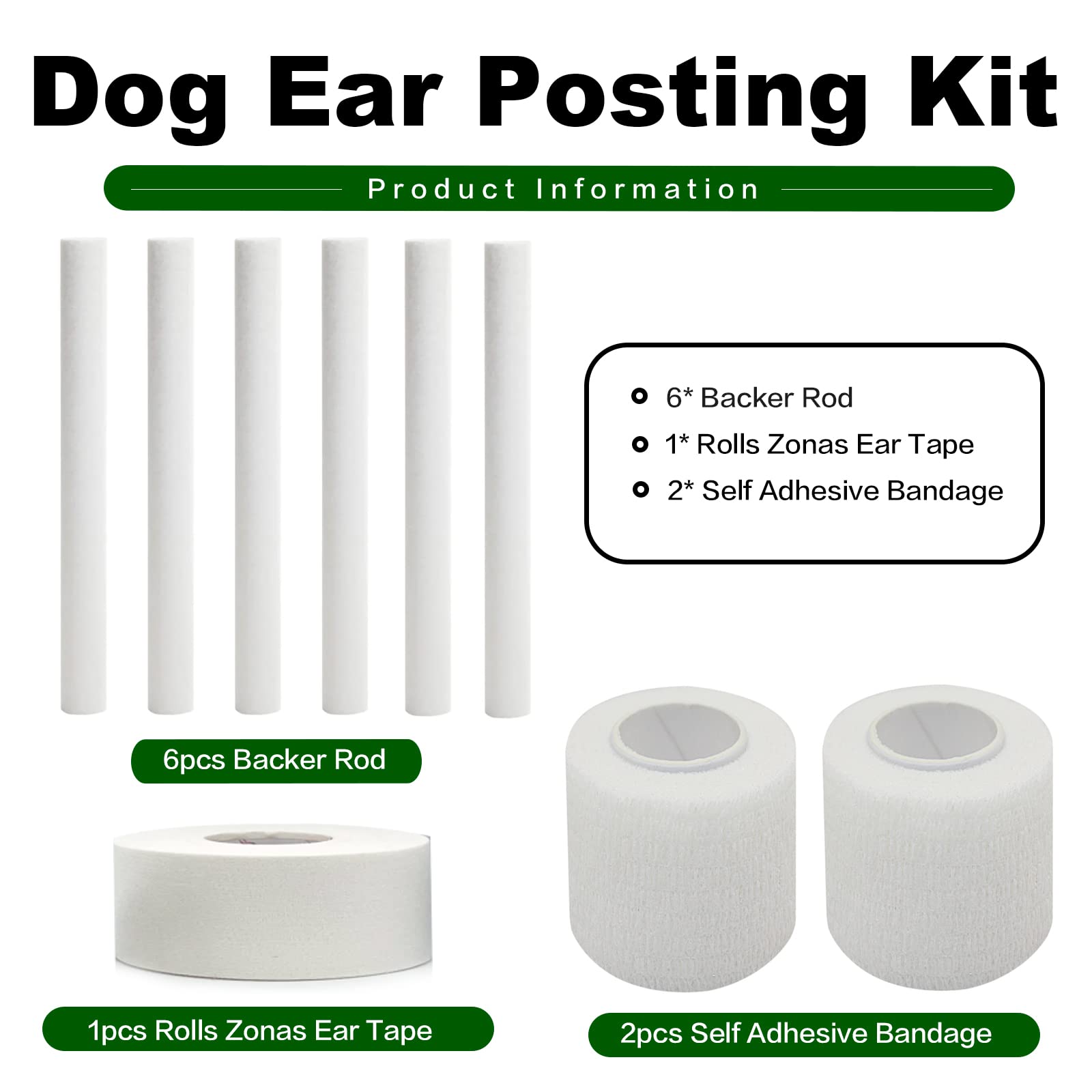 Ziyue Doberman Ear Posting Kit components laid out for easy prep
