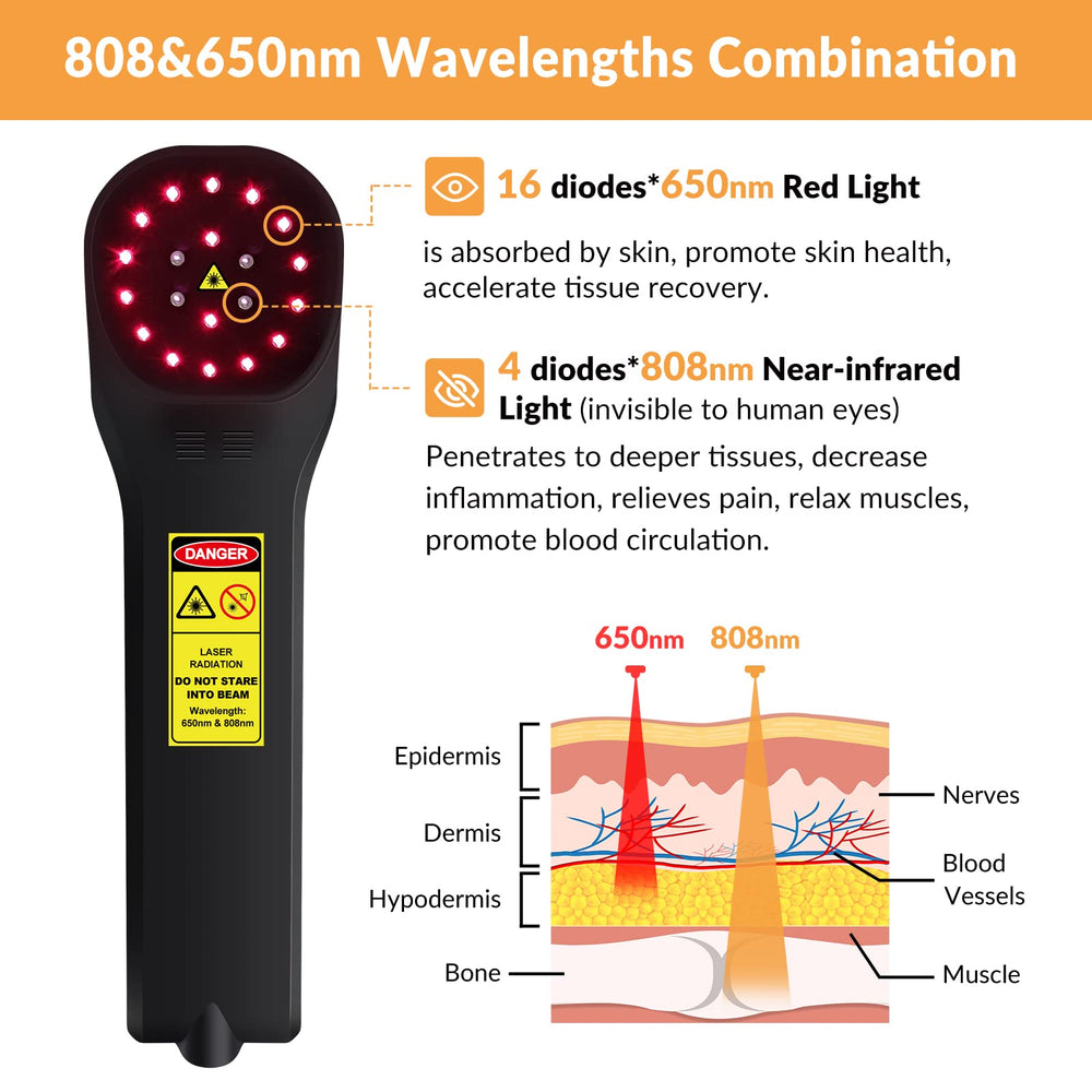 ZJKC cold laser device LED display with power level indicators.
