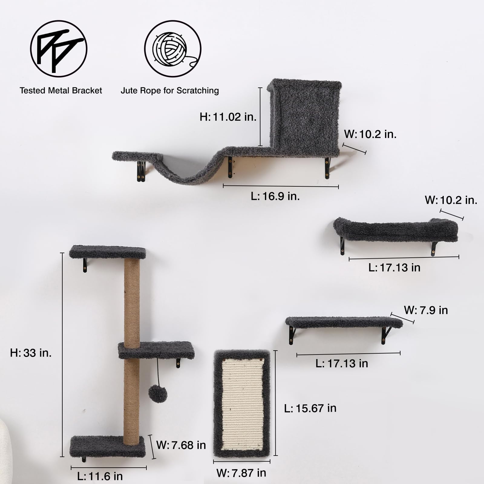 ZLAFM 5-in-1 cat wall shelves assembly guide enables quick, frustration-free installation
