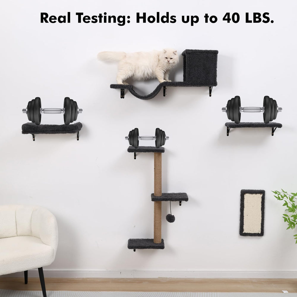 ZLAFM 5-in-1 cat wall shelves cozy wall bed emphasizes soft peach velvet for comfy naps