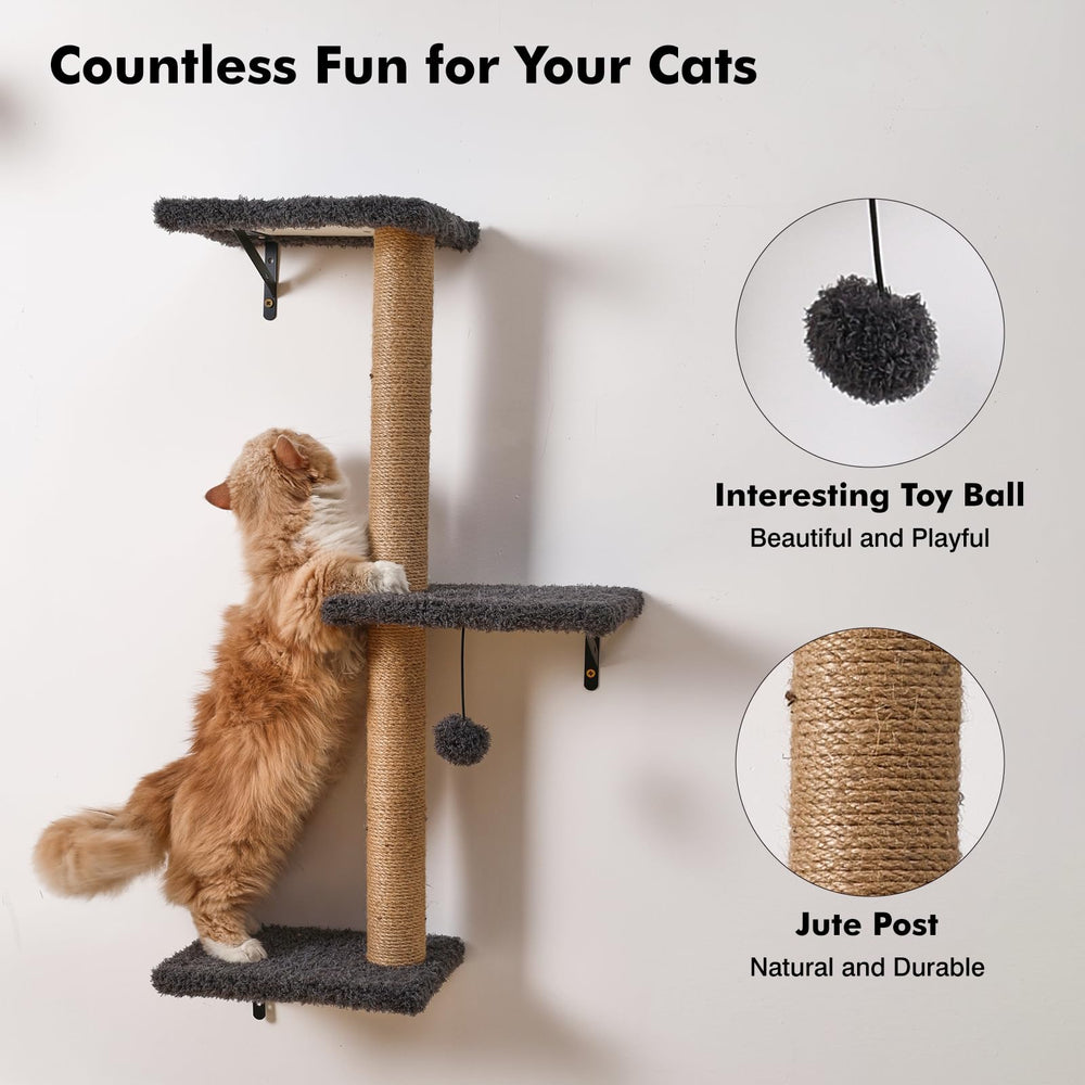 ZLAFM 5-in-1 cat wall shelves soft peach velvet fabric for cat lounging