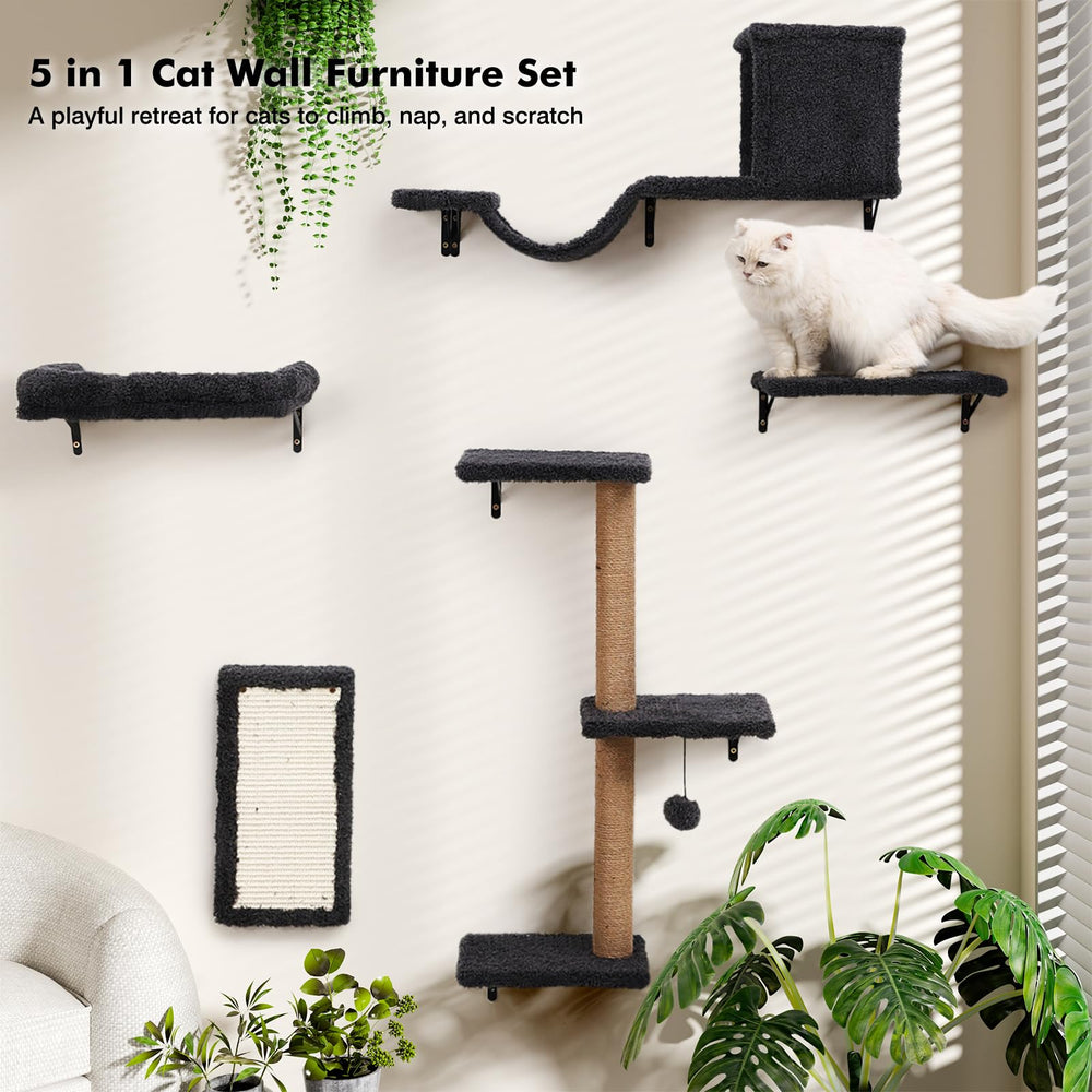 ZLAFM 5-in-1 cat wall shelves space-saving vertical design frees floor space