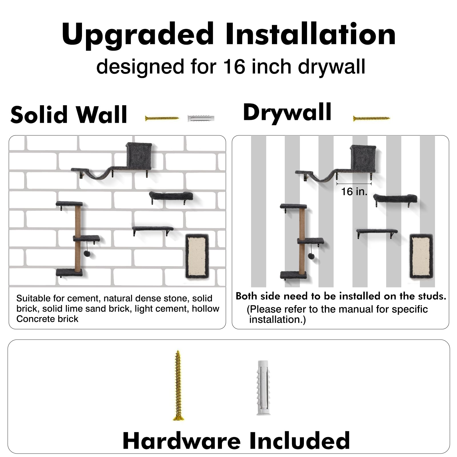 ZLAFM 5-in-1 cat wall shelves durability focus reinforced joints for lasting use