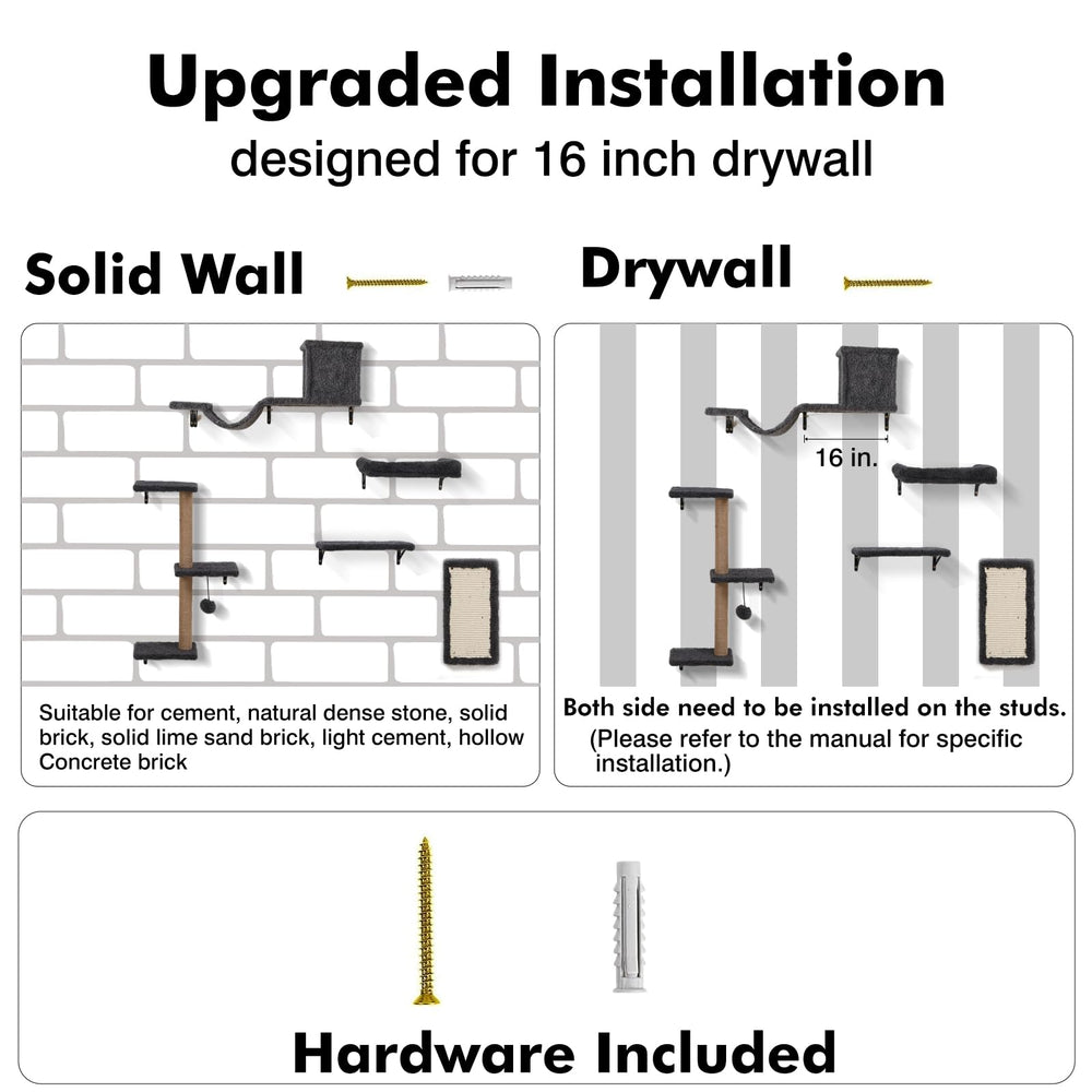 ZLAFM 5-in-1 cat wall shelves durability focus reinforced joints for lasting use