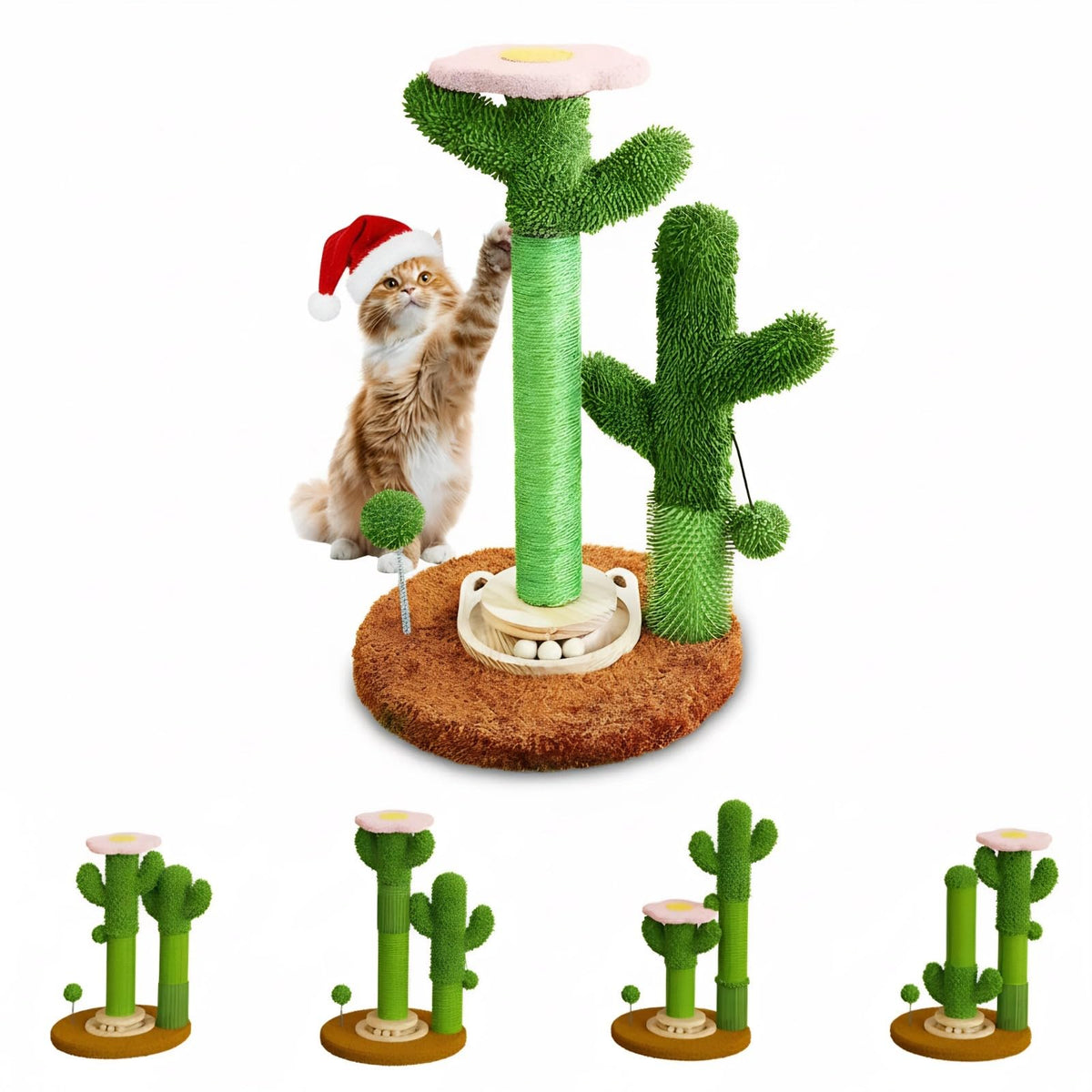 ZLAFM cactus cat scratching post assembly shows modular design for customizable playtime.