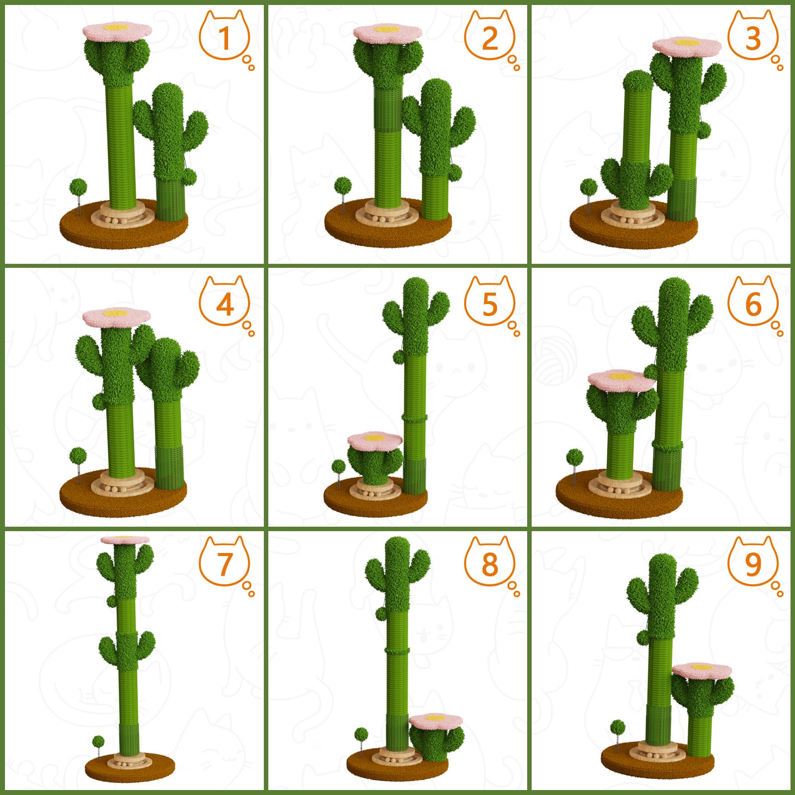 ZLAFM cactus cat scratching post flower top perch offers elevated seating.