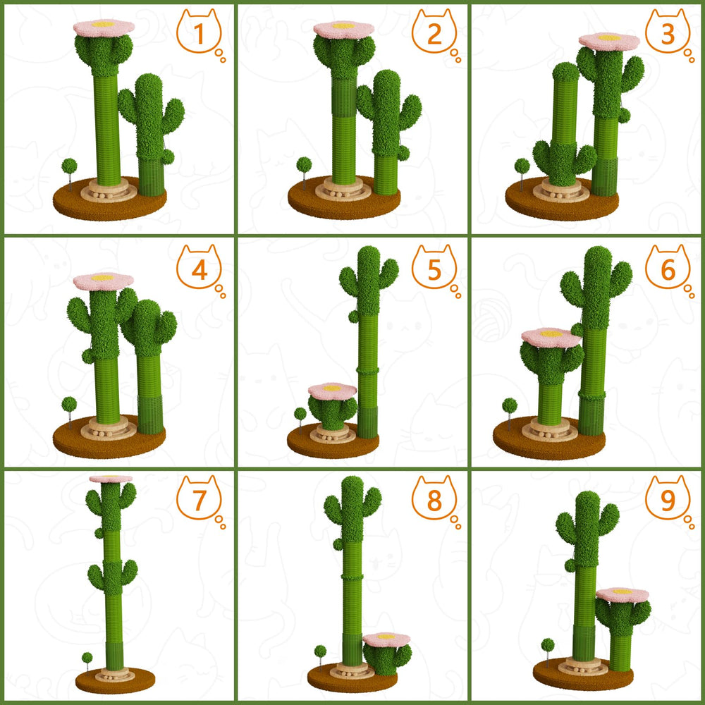 ZLAFM cactus cat scratching post flower top perch offers elevated seating.
