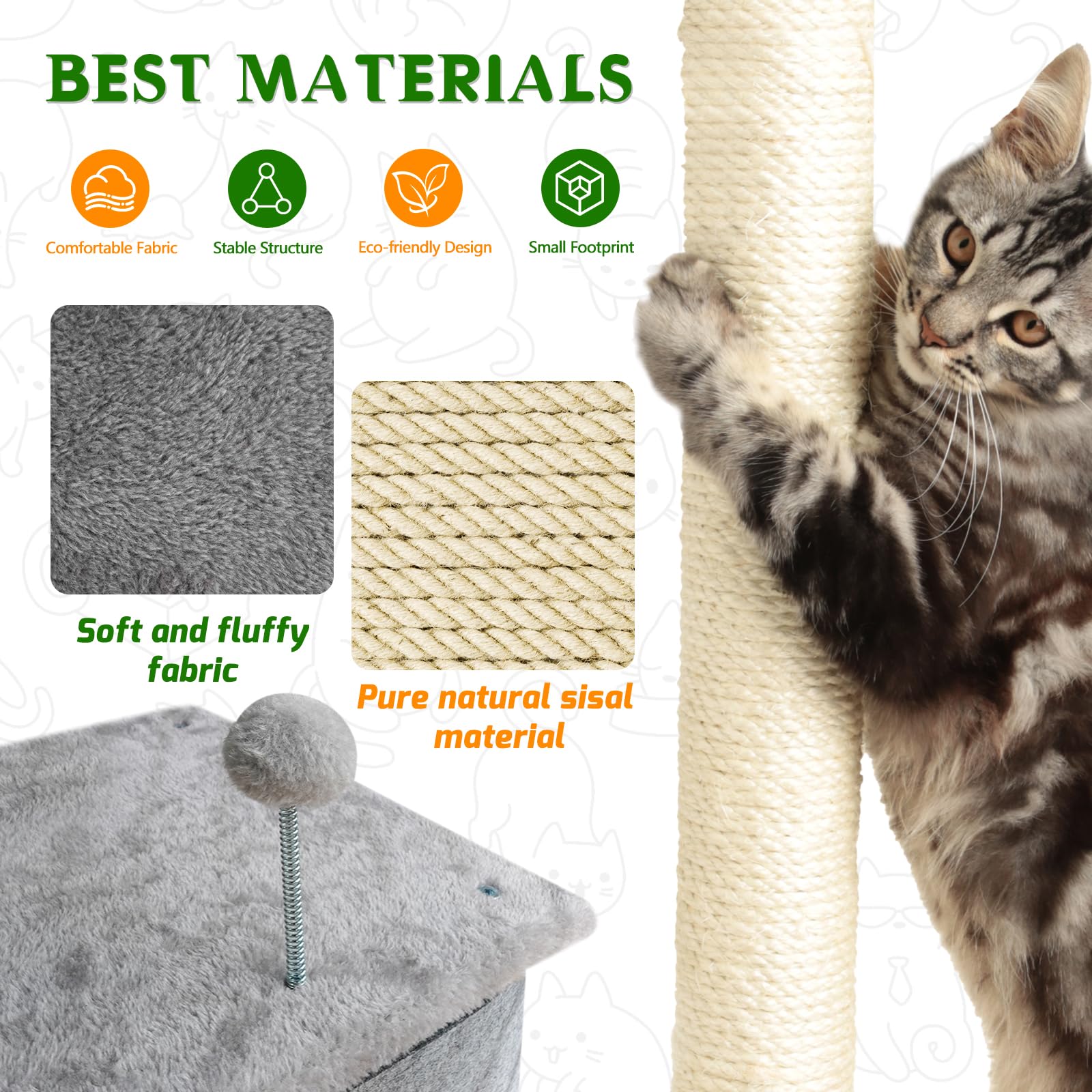 ZLAFM cat tree with two condos offers cozy hideaways for napping and privacy.