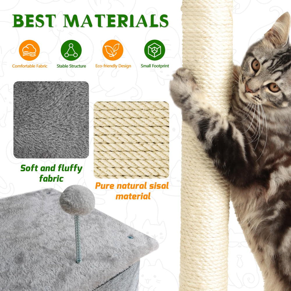 ZLAFM cat tree with two condos offers cozy hideaways for napping and privacy.