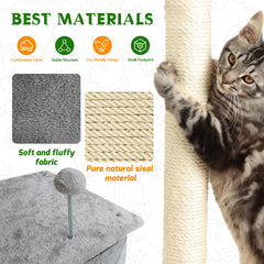 ZLAFM cat tree with two condos offers cozy hideaways for napping and privacy.