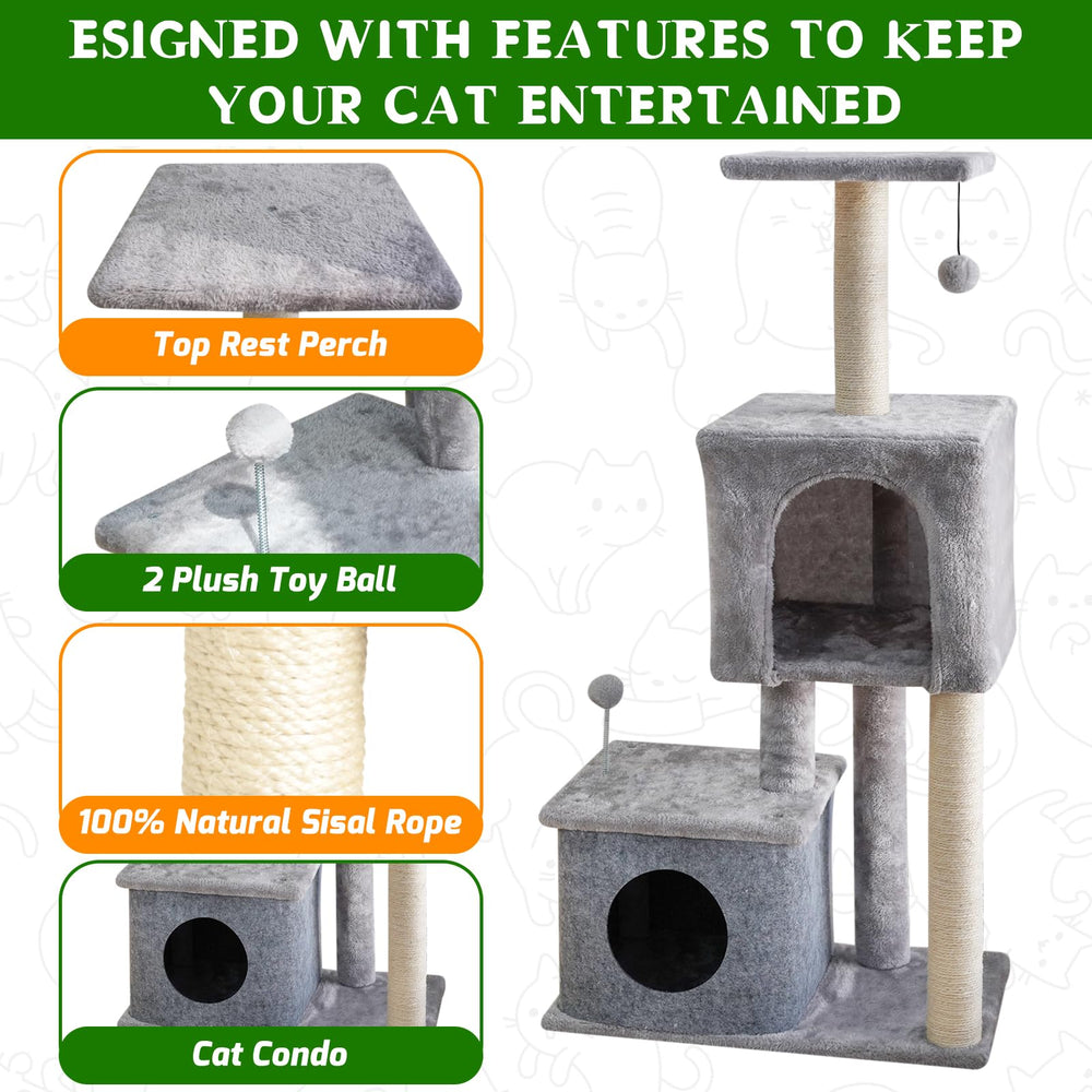 ZLAFM cat tree interactive pom-poms spark play and exercise for energetic cats.