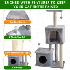 ZLAFM cat tree interactive pom-poms spark play and exercise for energetic cats.