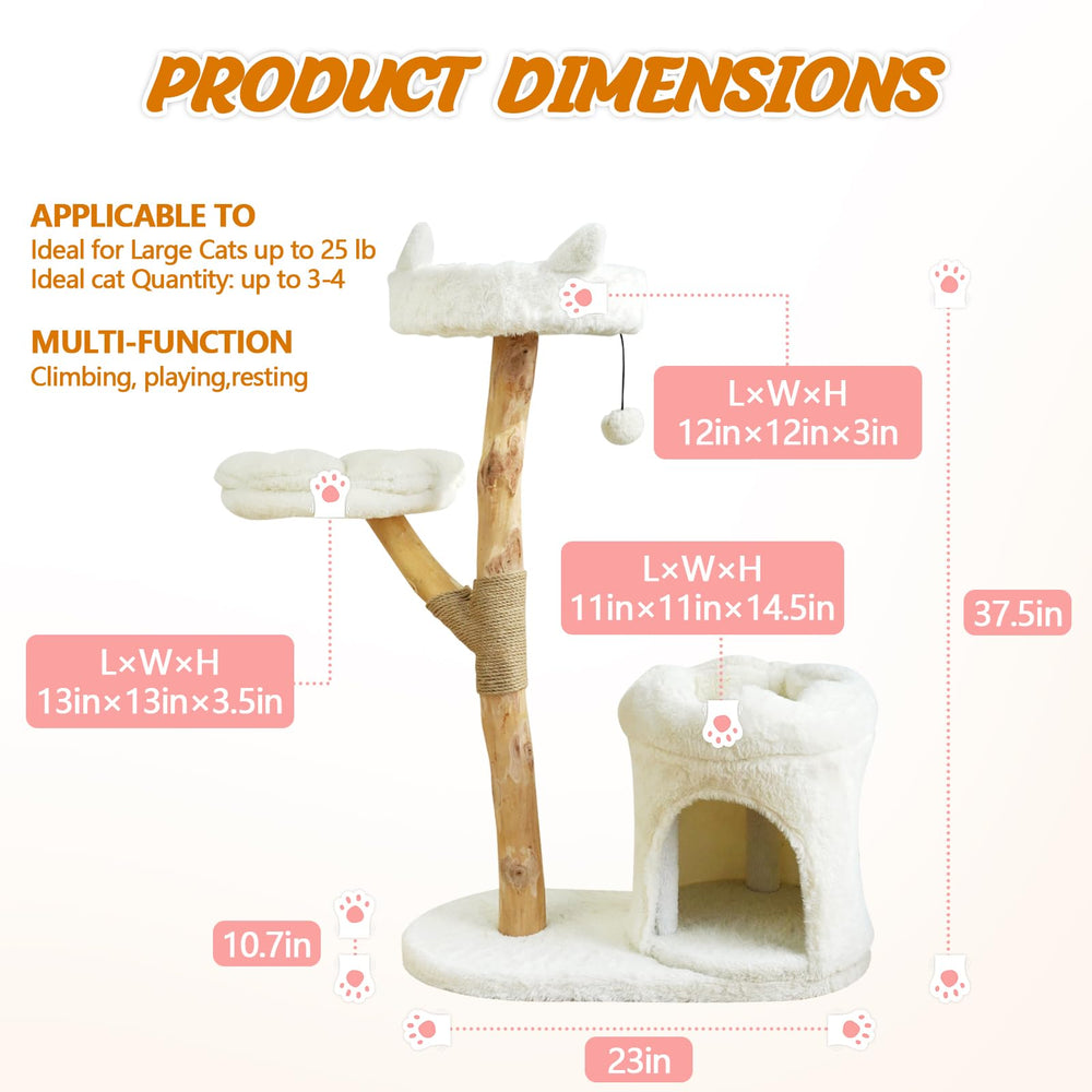 ZLAFM Cat Tree Scratching Post highlights natural sisal protecting furniture during play.