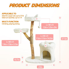 ZLAFM Cat Tree Scratching Post highlights natural sisal protecting furniture during play.