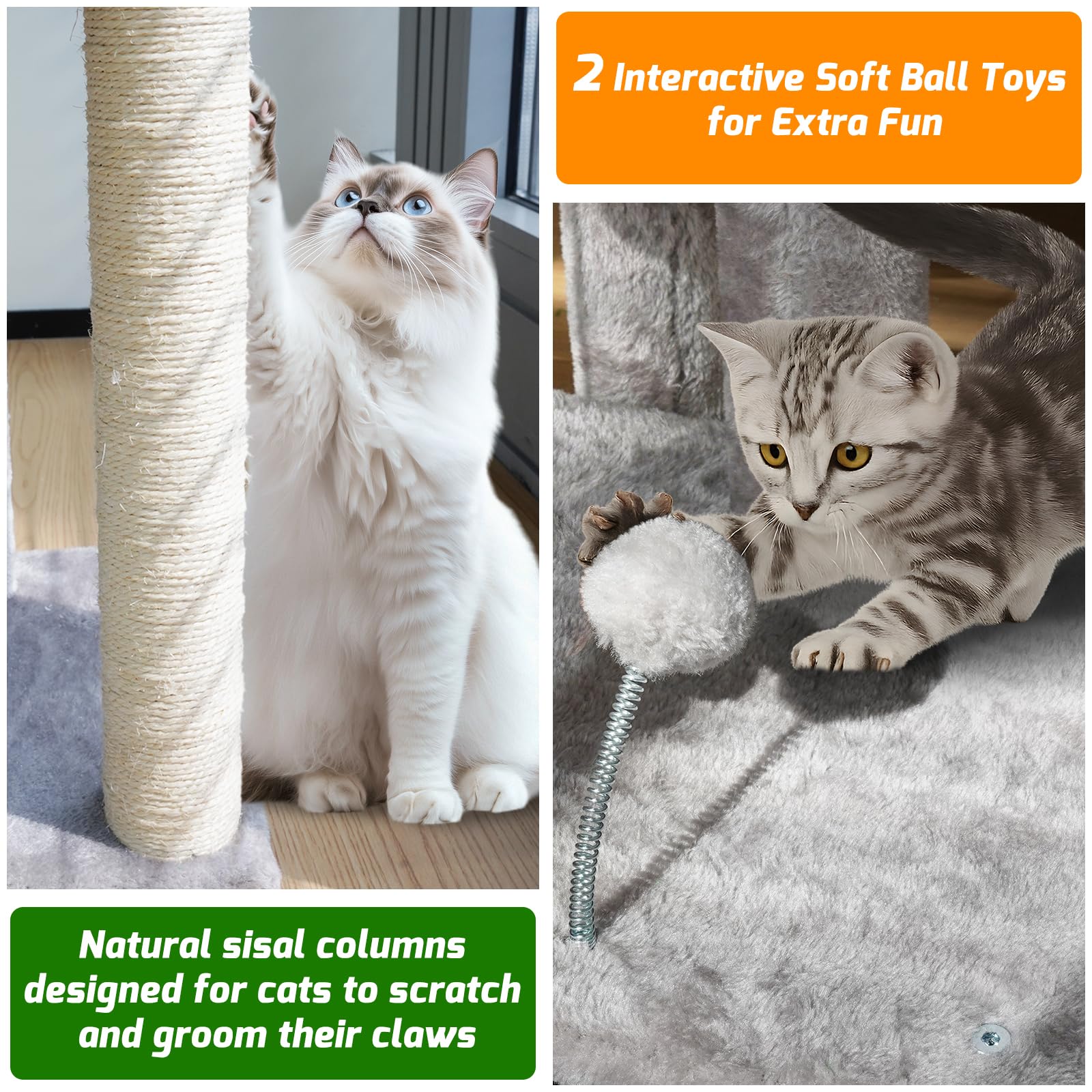 ZLAFM cat tree sisal posts resist scratching while protecting furniture and surfaces.