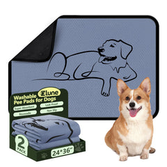 Zlune Washable Pee Pad 24x36 gray two-pack for reusable puppy training and floor protection.