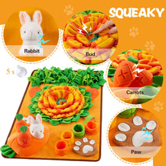 ZMUBB snuffle mat features a center squeaker for playful nosework engagement