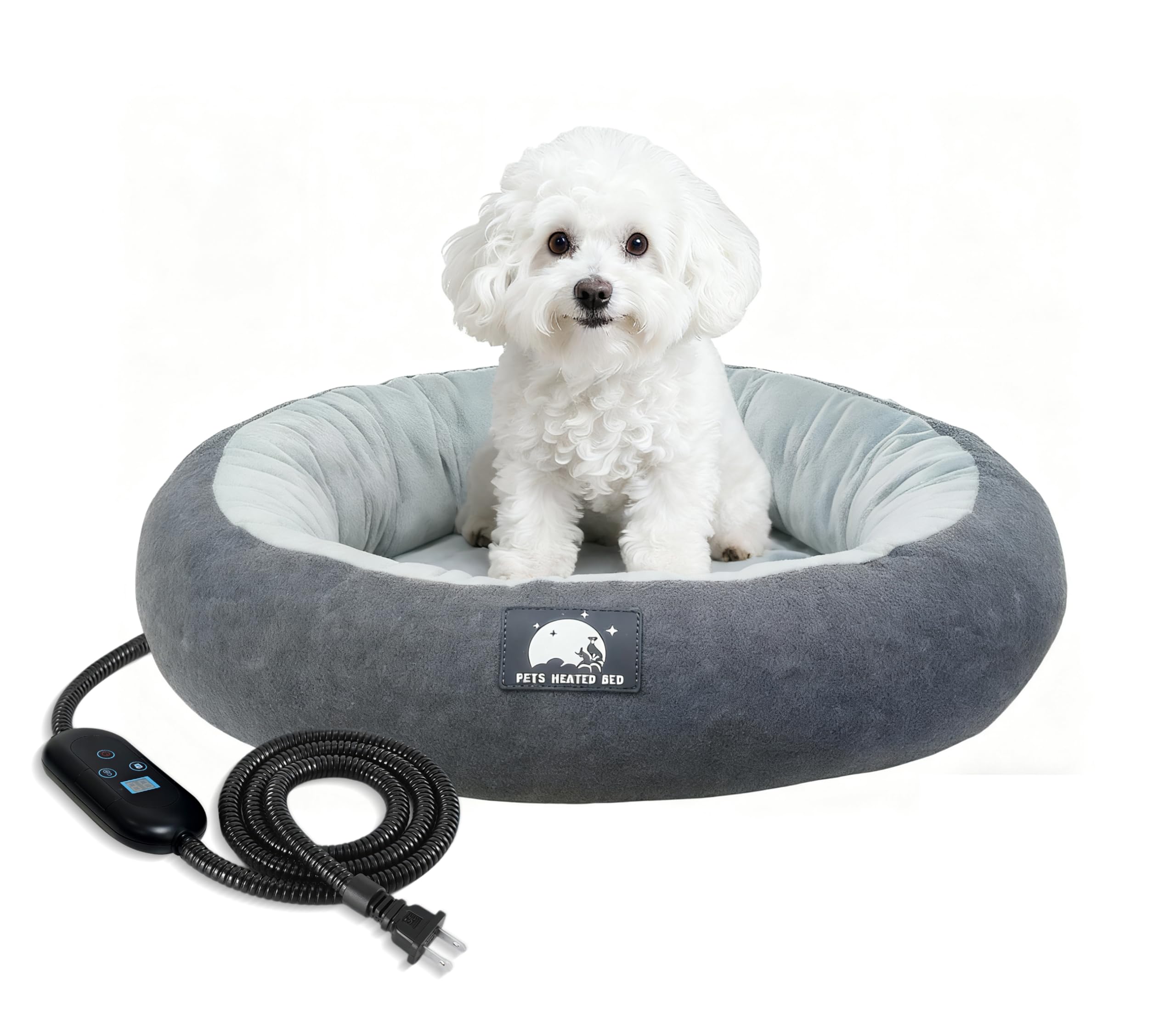 ZNOFAN heated cat bed cave front in black provides private warmth for small cats.