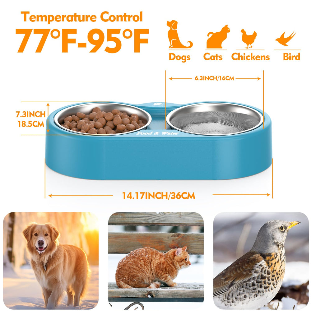 ZNOFAN outdoor heated pet bowl automatic temperature control for consistent warmth.