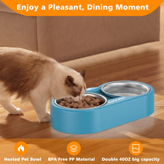 ZNOFAN outdoor heated pet bowl with water in dish supports drinkable water in cold.