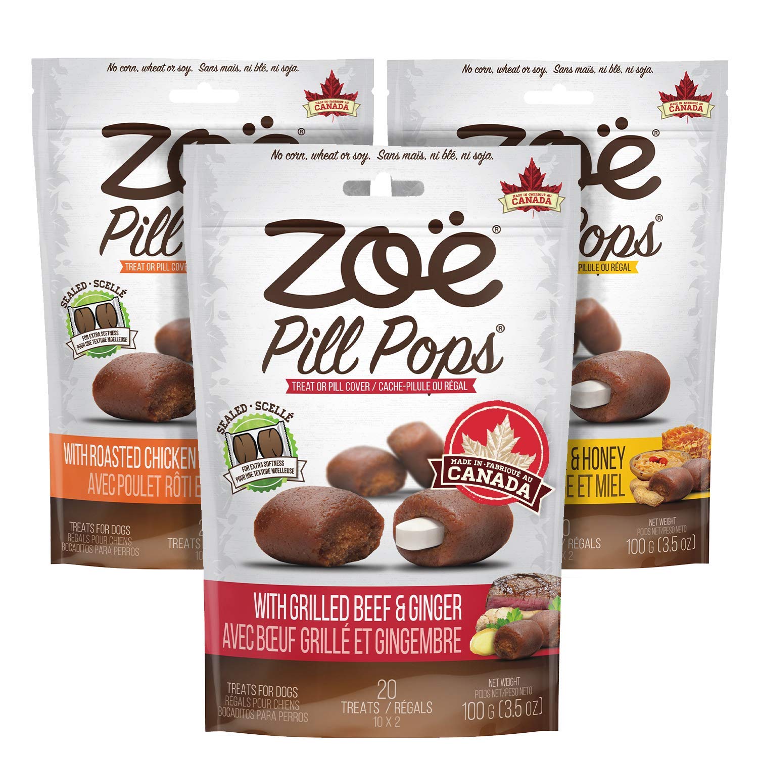 Zoë Pill Pops packaging opened showing two-piece portions for easy medicating dogs.
