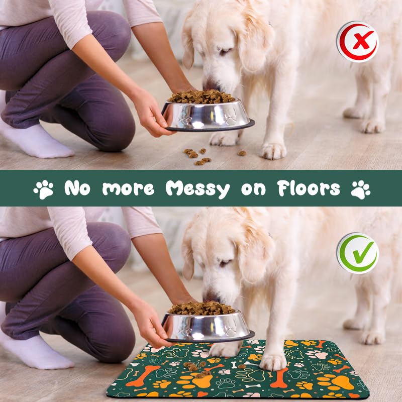 Zoeeya Dog Food Mat absorbent surface soaks up spills quickly