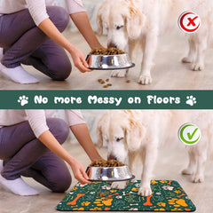 Zoeeya Dog Food Mat absorbent surface soaks up spills quickly