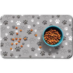 Zoeeya dog food mat with absorbent surface catches spills and keeps floors clean.