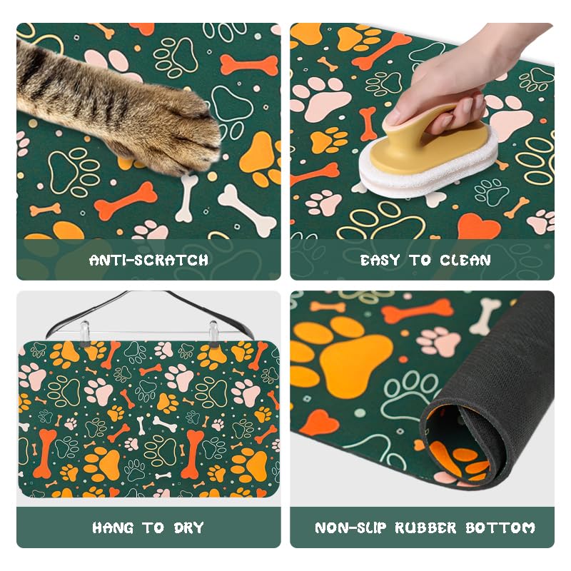 Zoeeya Dog Food Mat waterproof backing protects floors during meals
