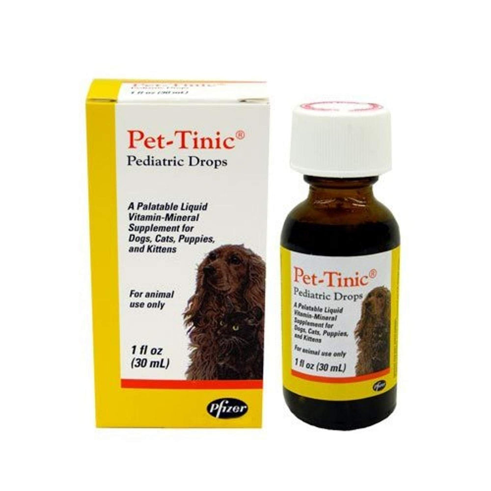 Zoetis Pet-Tinic bottle pour demonstrates easy dosing for dogs and cats, supporting growth.