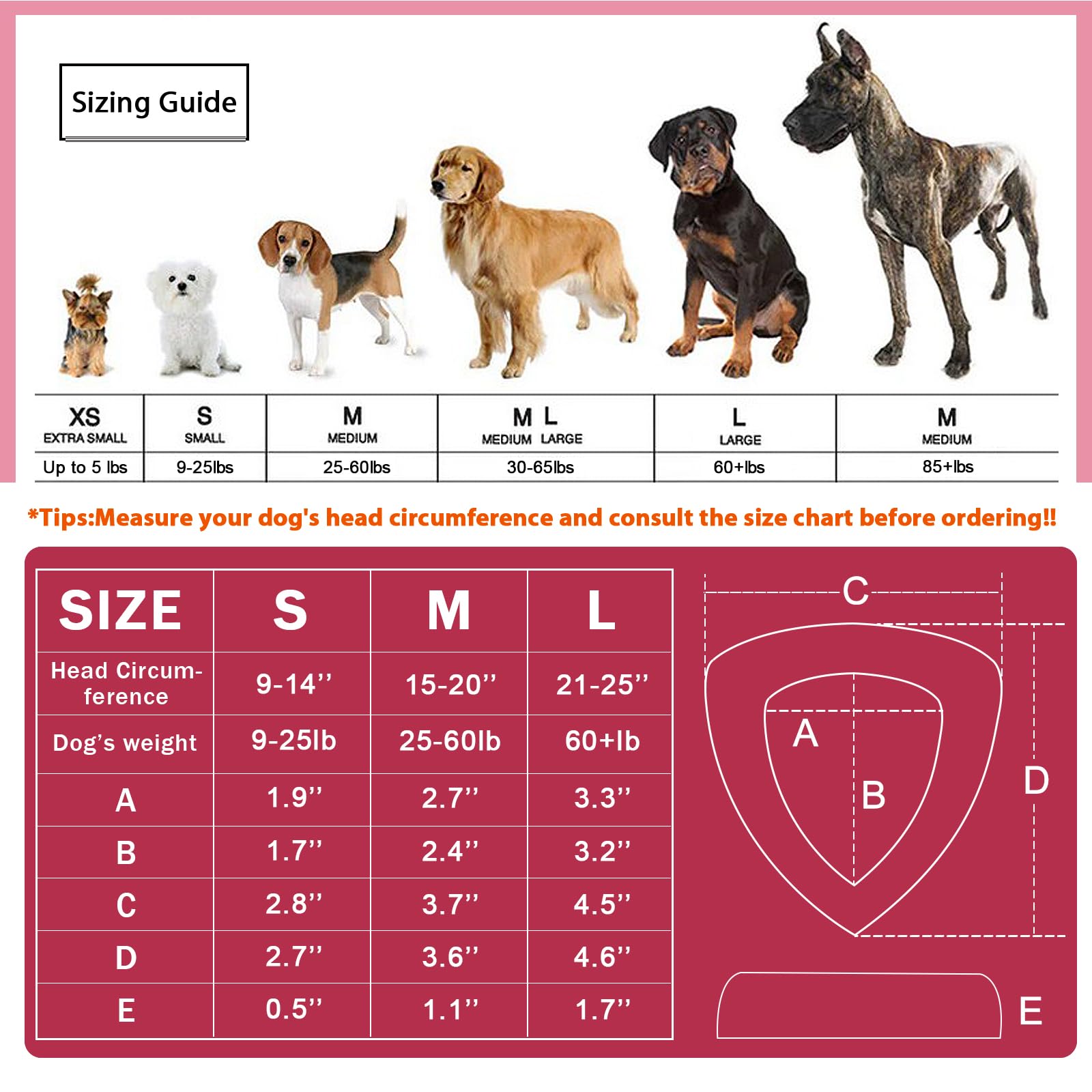 ZOHAN dog ear muffs available in three colors and sizes.