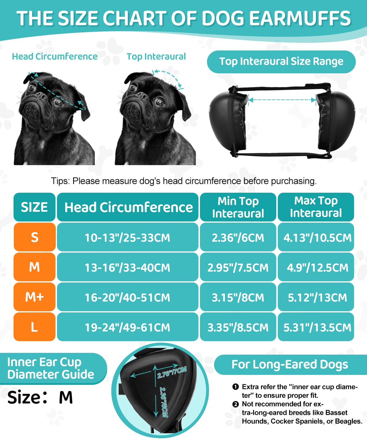 ZOHAN dog ear muffs adjustable-elastic-band customizable fit