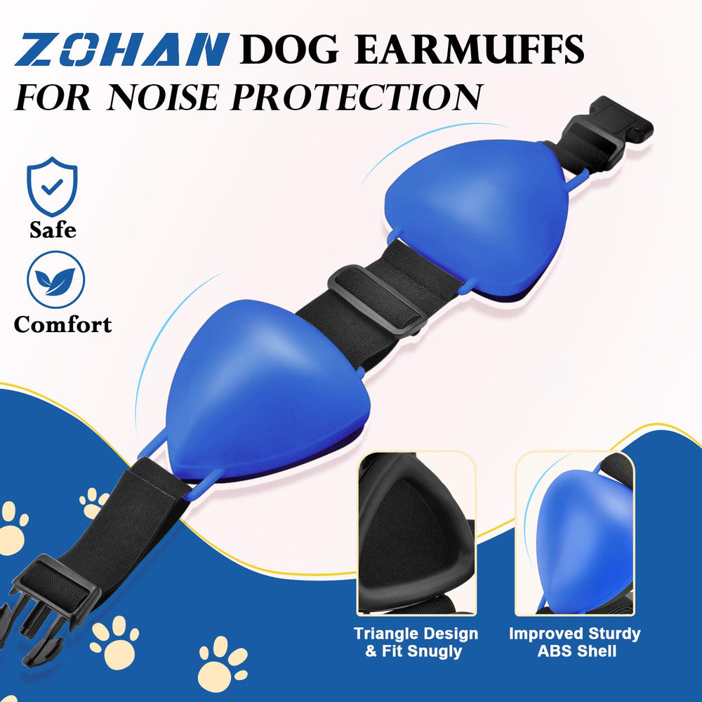ZOHAN blue-s dog-ear-muffs close-up shows soft material for gentle wear