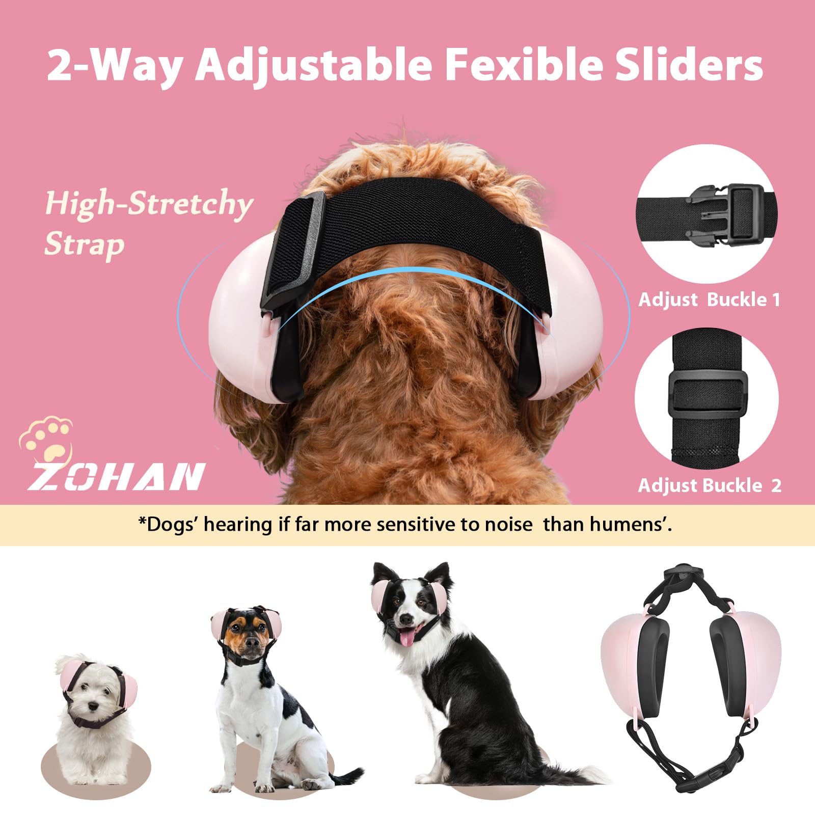 ZOHAN dog ear muffs worn by a dog during playtime.