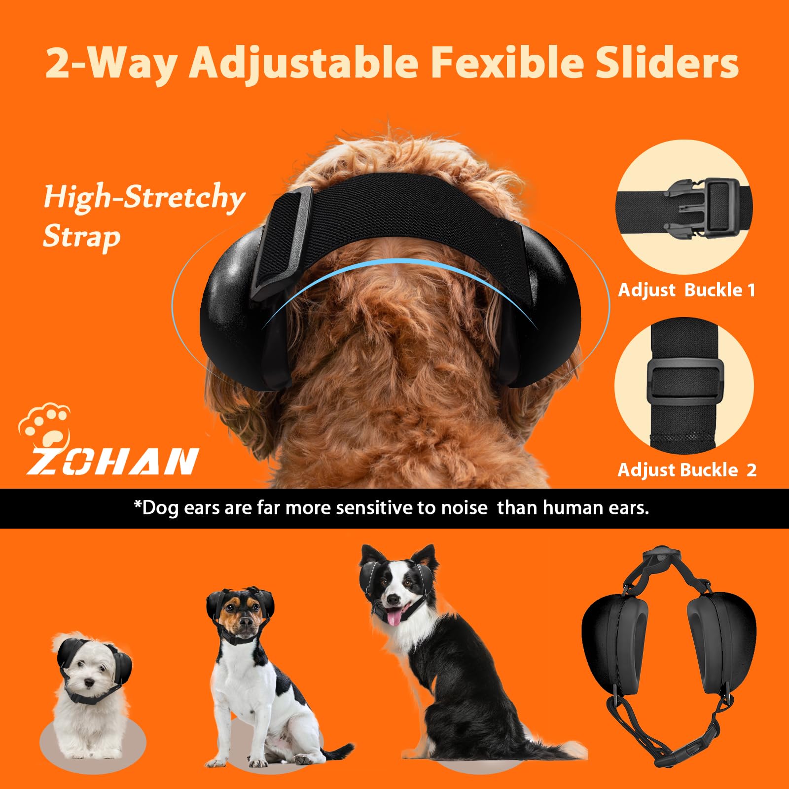 ZOHAN dog ear muffs during-fireworks provide calm protection for anxious dogs