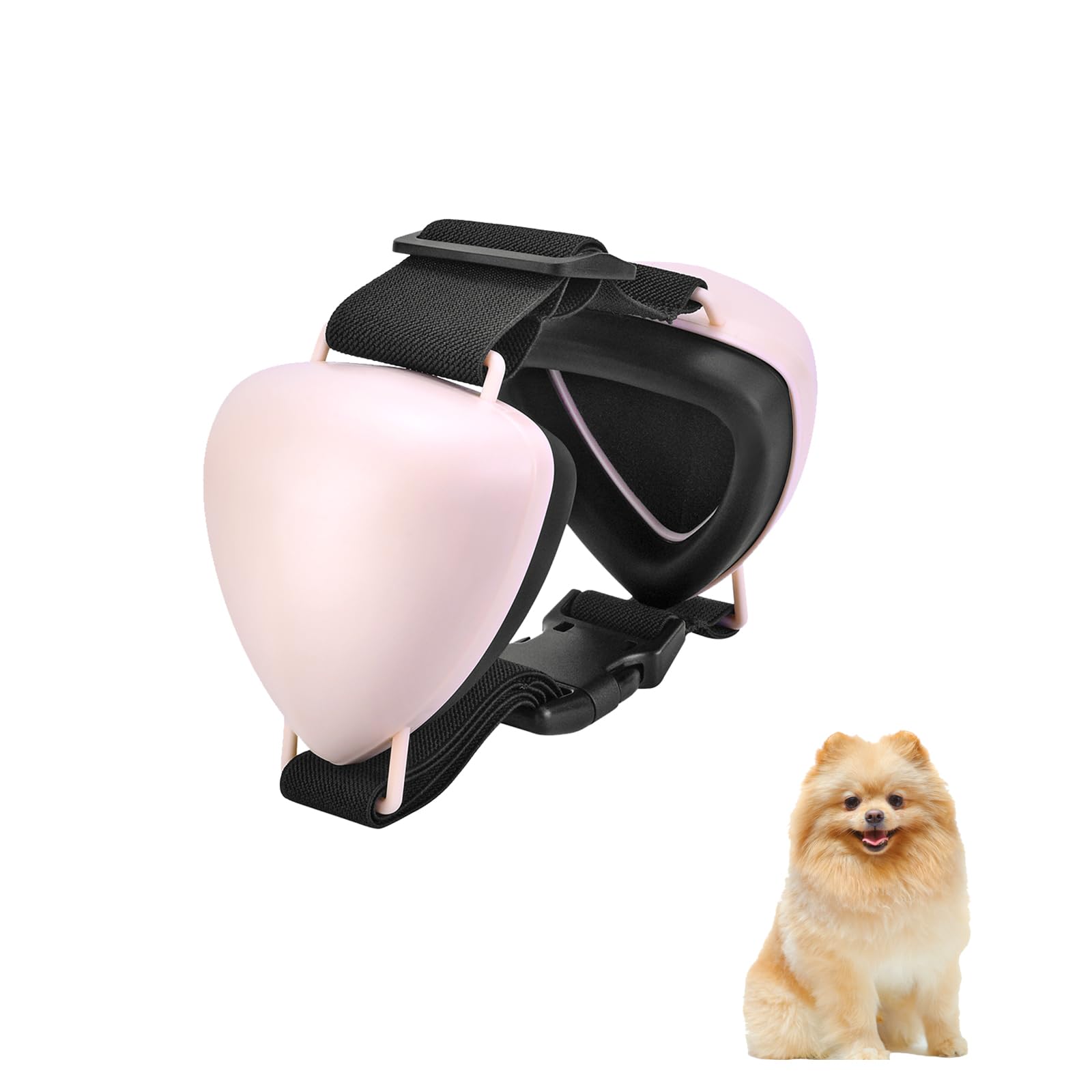 ZOHAN dog ear muffs pink closeup showcase comfortable fit and noise protection.