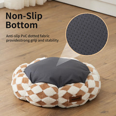 ZOMISIA donut dog bed anti-slip bottom helps keep placement on slick floors.