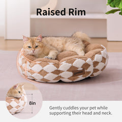 ZOMISIA donut dog bed round plush brown showcases stable base for wiggle-free rest.