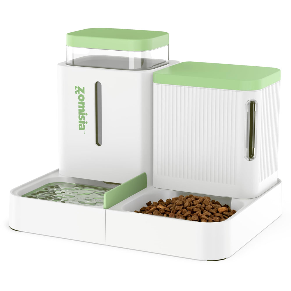 ZOMISIA Gravity Cat Feeder front view emphasizes space-saving design for daily meals