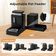 ZOMISIA Gravity Cat Feeder water dispenser shows automatic hydration at home or away