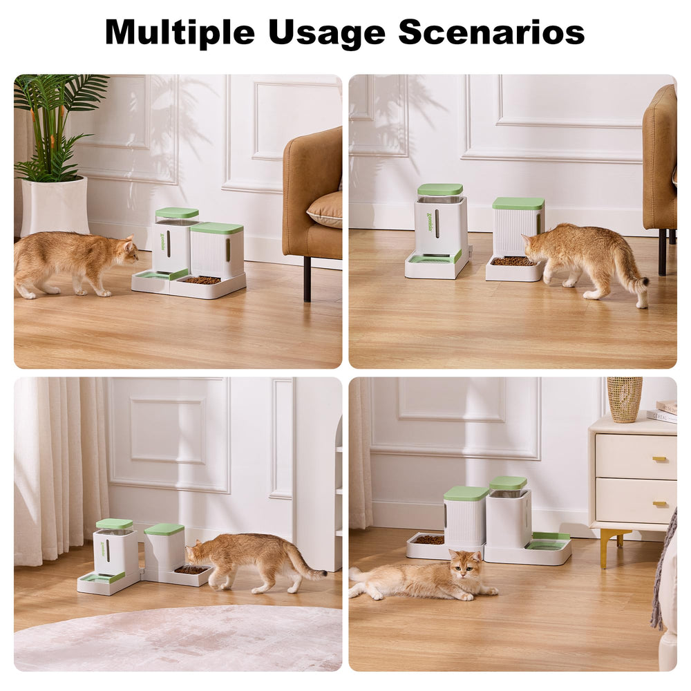 ZOMISIA Gravity Cat Feeder white and green finish complements modern home decor