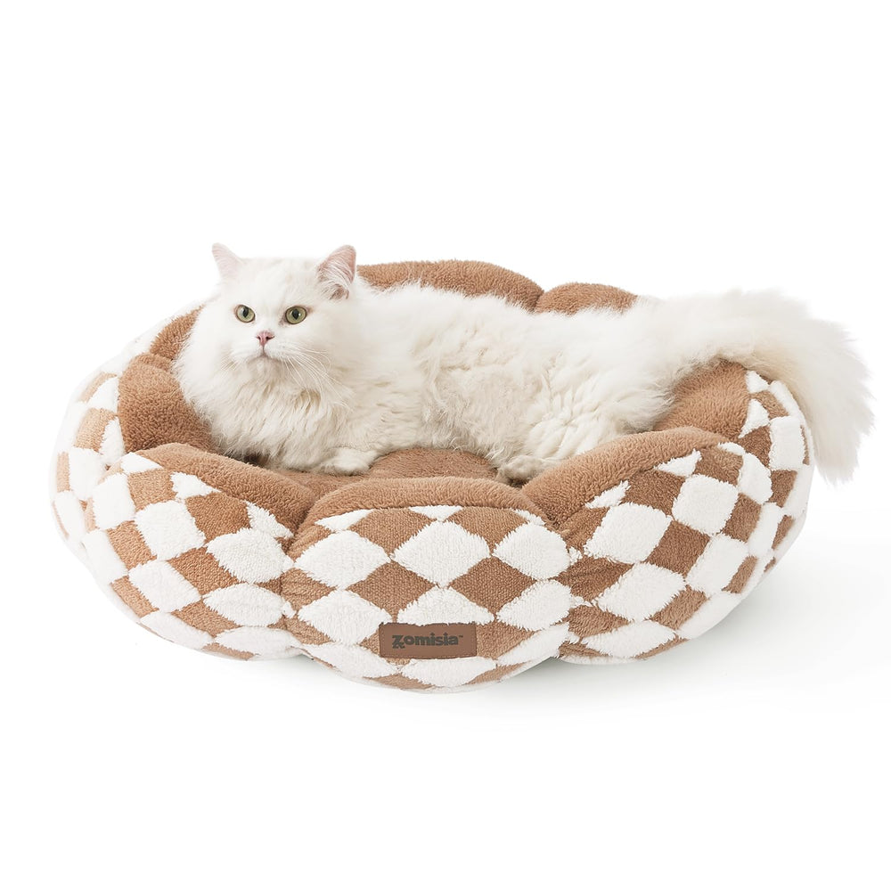 ZOMISIA large cat bed raised rim detail highlights 360° supportive walls for lounging.