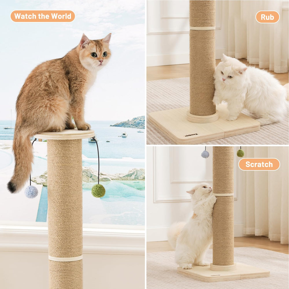 ZOMISIA 35'' cat post in living room blends with décor while entertaining cats