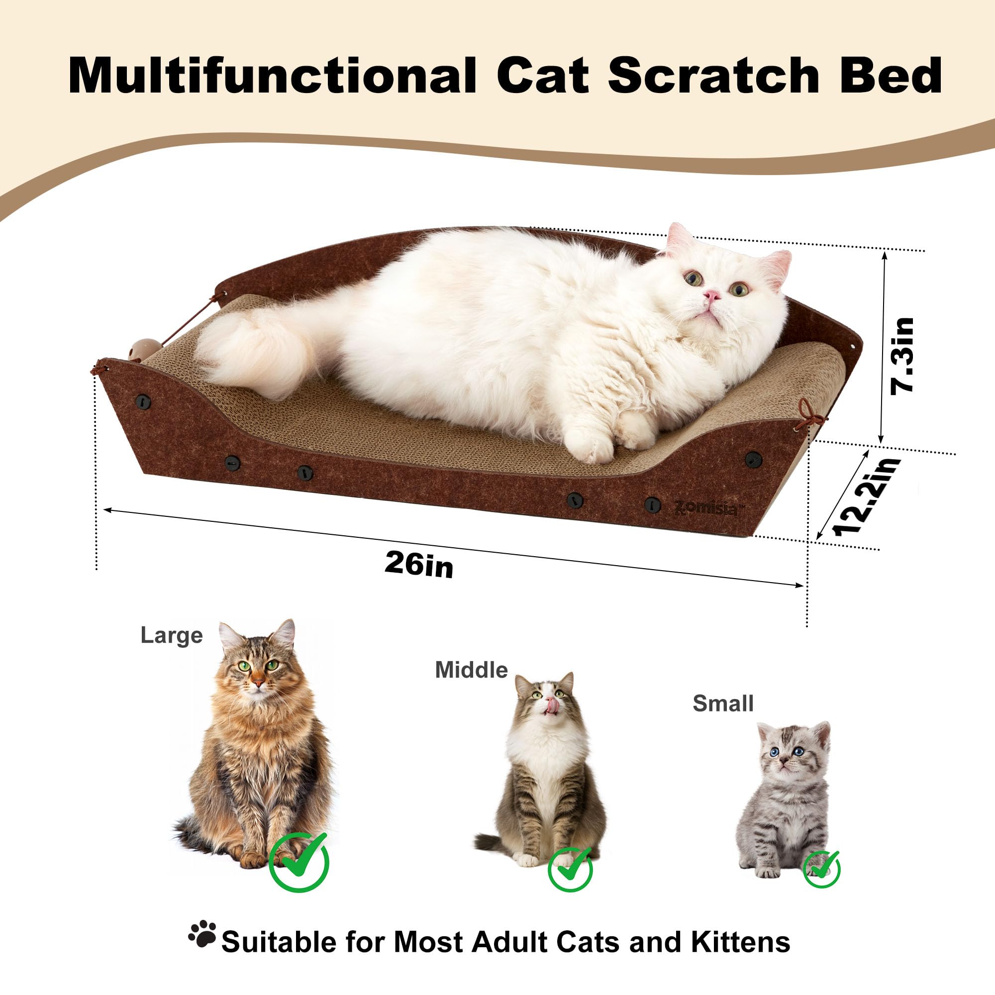 ZOMISIA cardboard texture close-up showing durable, eco-friendly material for daily scratching