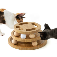 ZOMISIA cat-ball-track-toy-stable-wood demonstrates durable construction for endless indoor play.