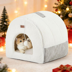 ZOMISIA Cat Bed Cave 2-in-1 view, cozy hideaway for naps.