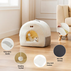 ZOMISIA Cat Bed Cave non-slip bottom keeps it steady on floors.