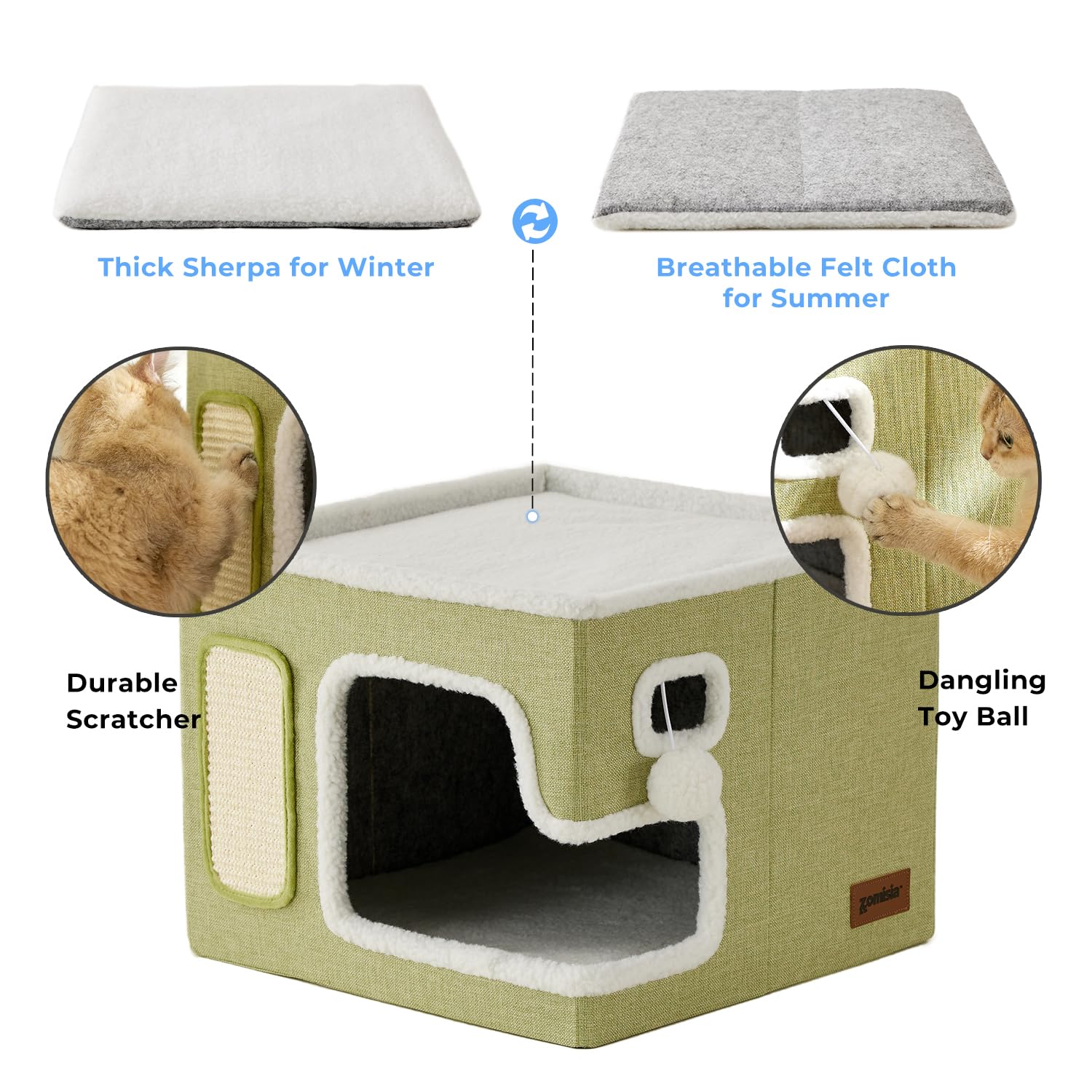 ZOMISIA cat bed hidden den for private cat retreat